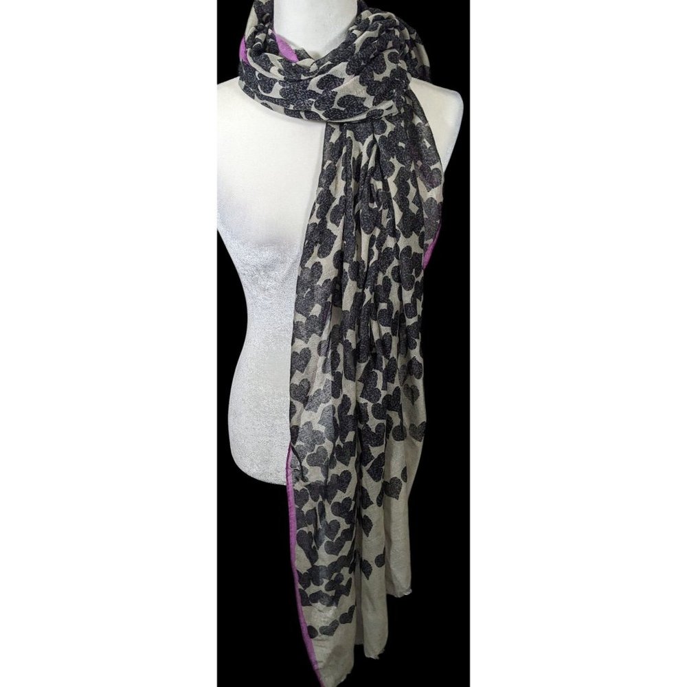 Olive & Cocoa Faded Hearts Black And Grey Scarf